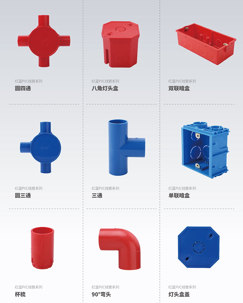 至尊国际红蓝白PVC电路管路系统